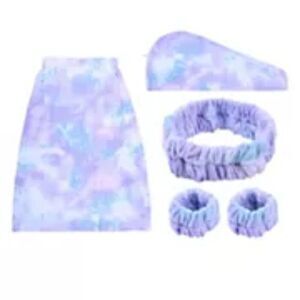 NWT The Big One® 5-Piece Solid Texture Bath Wrap Set - BLUE PURPLE TIE DYE